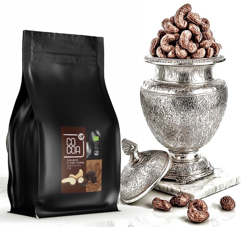 Orzechy nerkowca w ciemnej czekoladzie z kawą