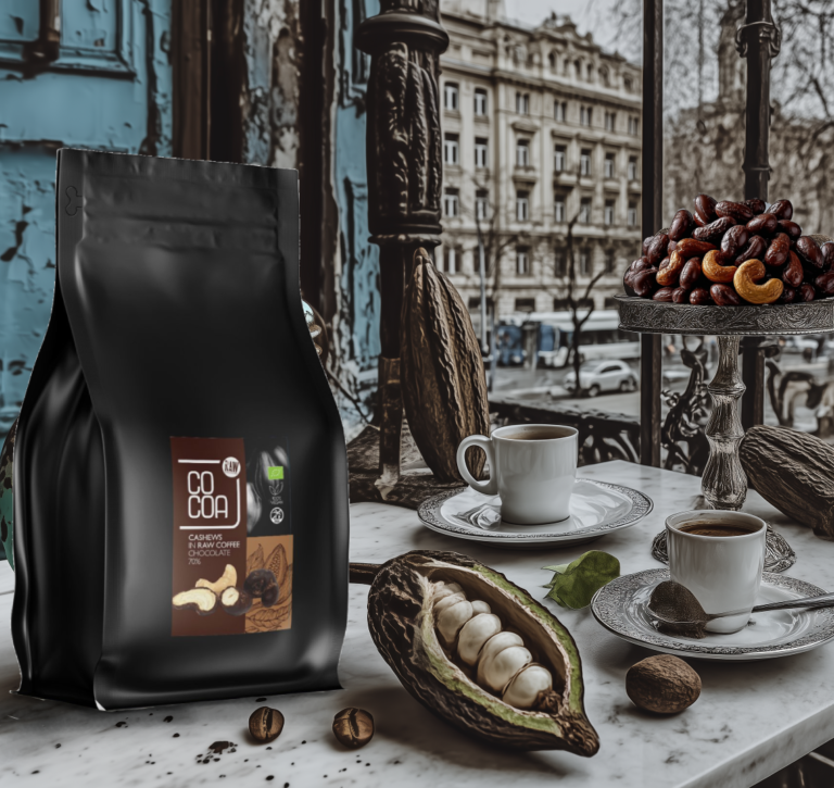 Orzechy nerkowca w ciemnej czekoladzie z kawą