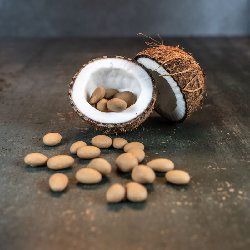 migdały w białej czekoladzie kokosowej