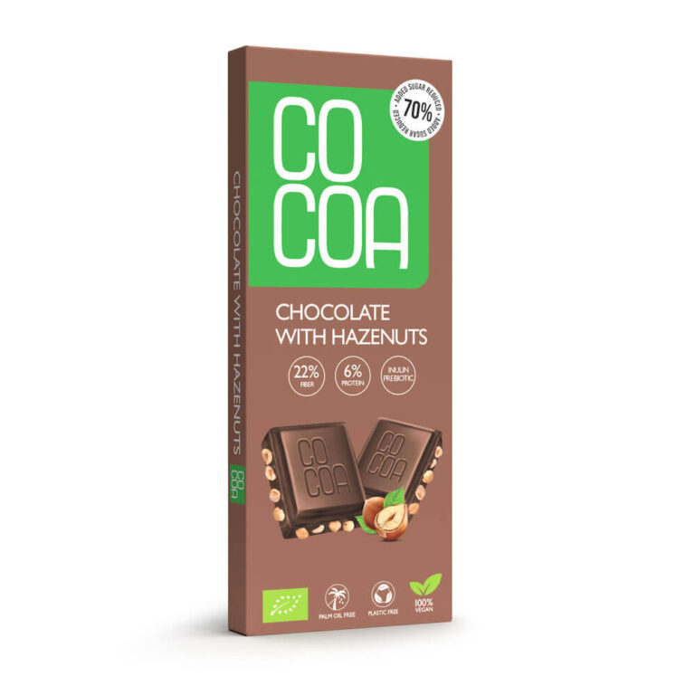czekolada z orzechami laskowymi 70% mniej cukru opak