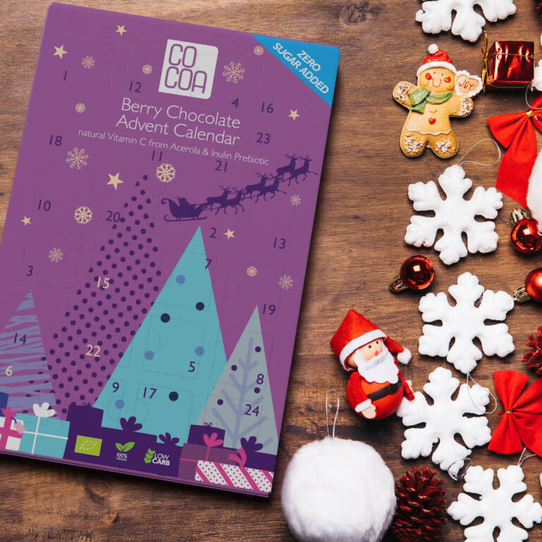 Kalendarz adwentowy czekolada jagodowa vegemylk 0% added sugar z witamina C