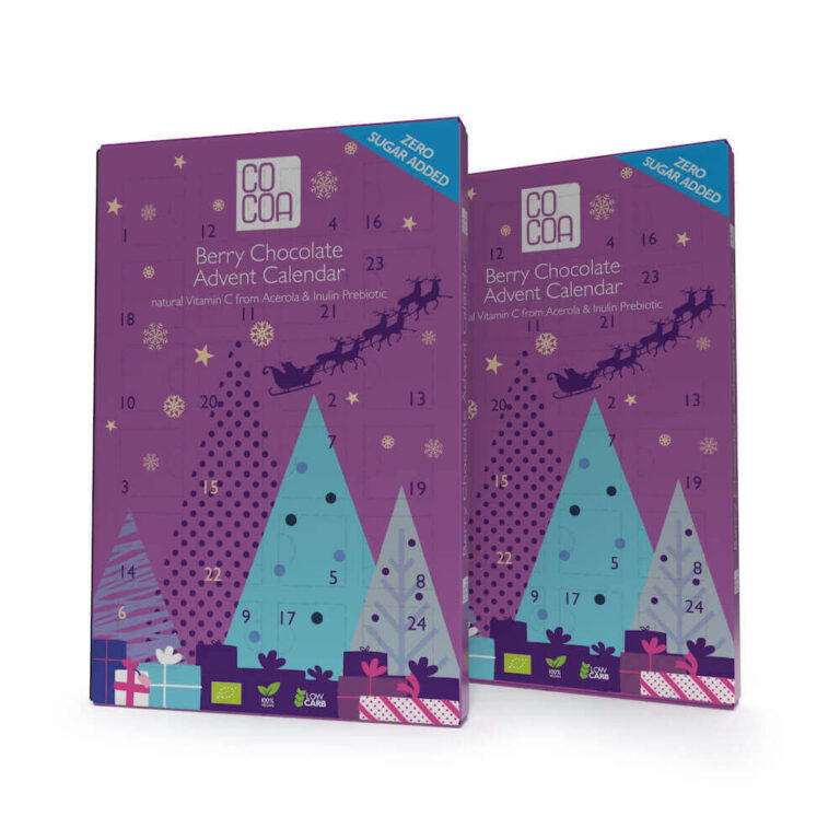 Kalendarz adwentowy czekolada jagodowa vegemylk 0% added sugar z witamina C - zestaw 2 sztuk