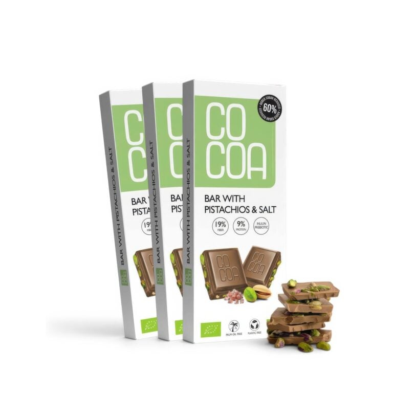 Czekolada biała z pistacjami i solą 60% mniej cukru x 3 (3 x 40g)