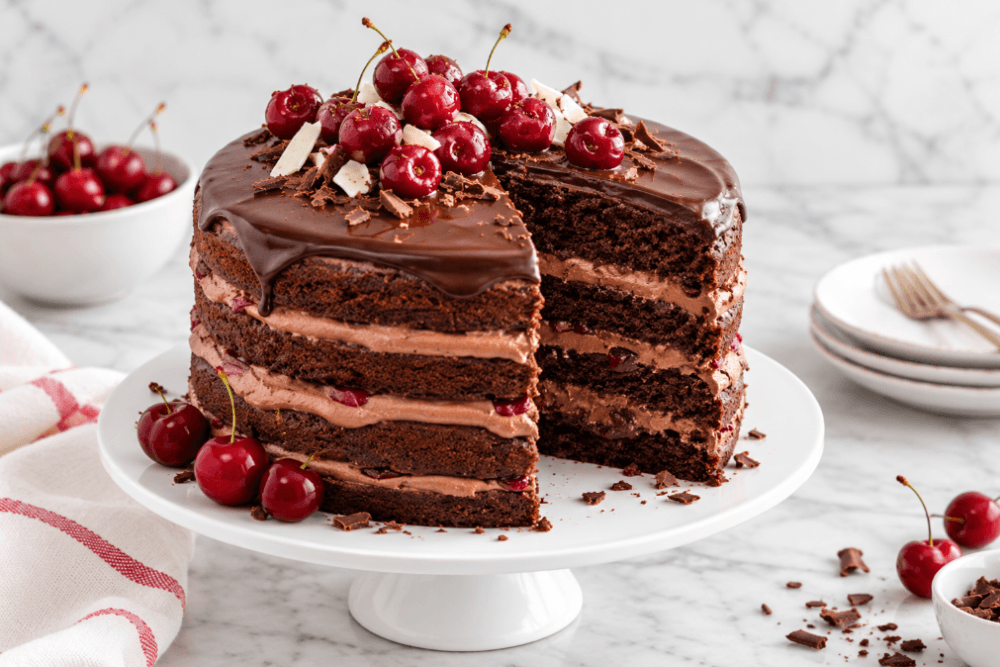 tort czekoladowy z wiśniami
